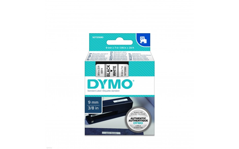 Dymo S0720680 tape 9mm x 7m BK/WH