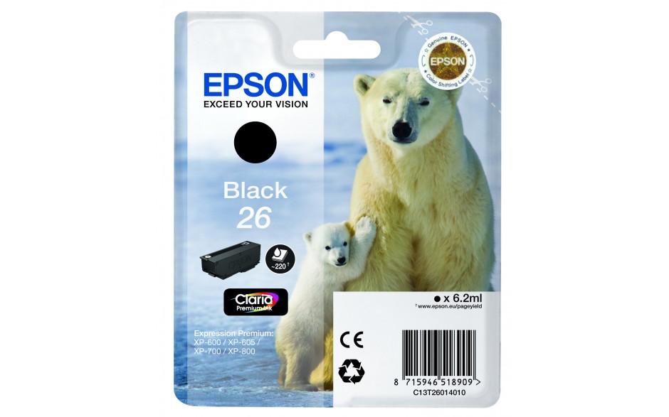 Epson T2601 26 Polar Bear Ink BK